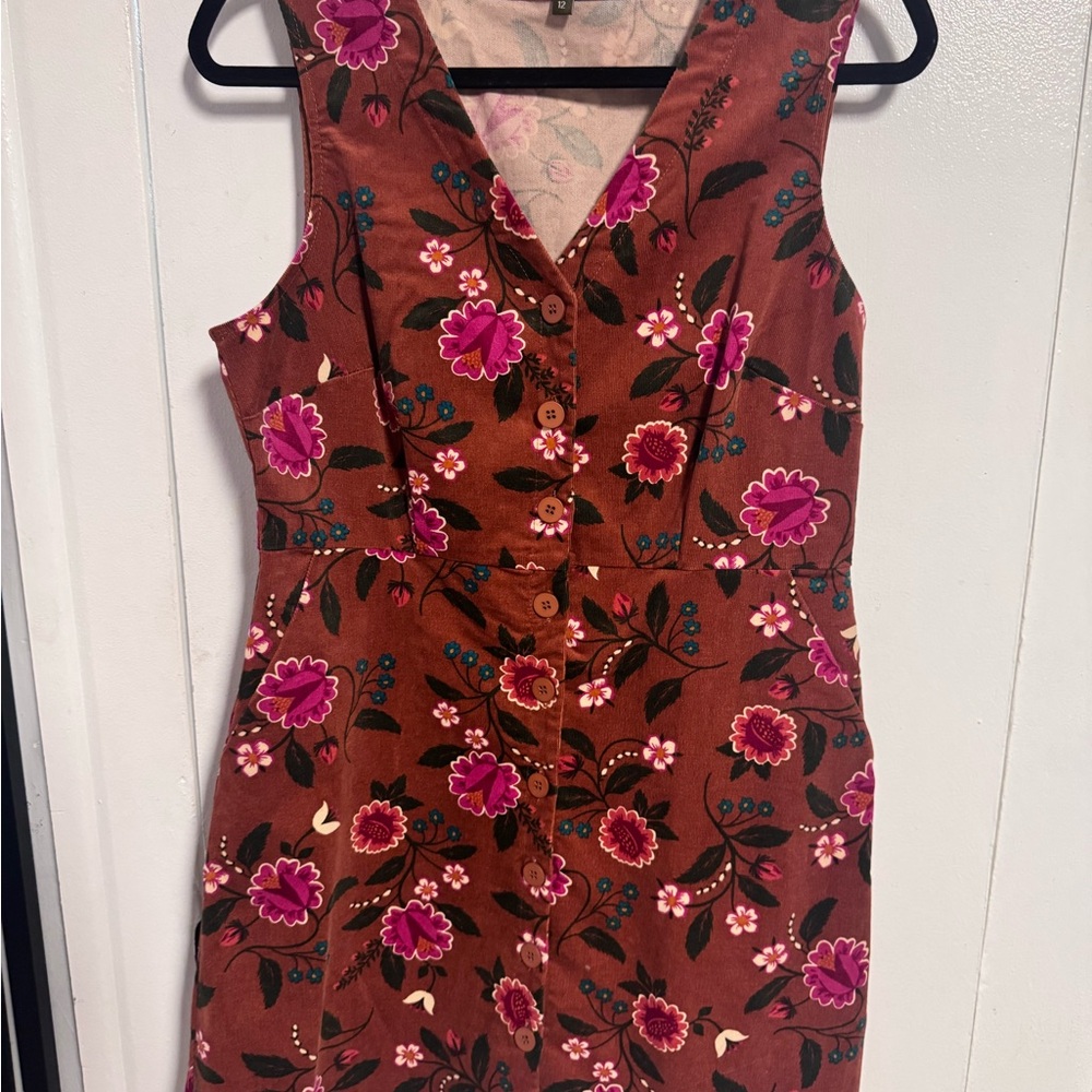 Princess Highway Dress Meadow Cord Pinny Chocolate/Lilac  Size 12